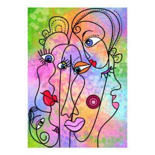 Abstract Women Face Cubism Style Painting Photo Print