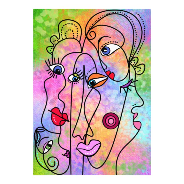 Abstract Women Face Cubism Style Painting Photo Print (Front)