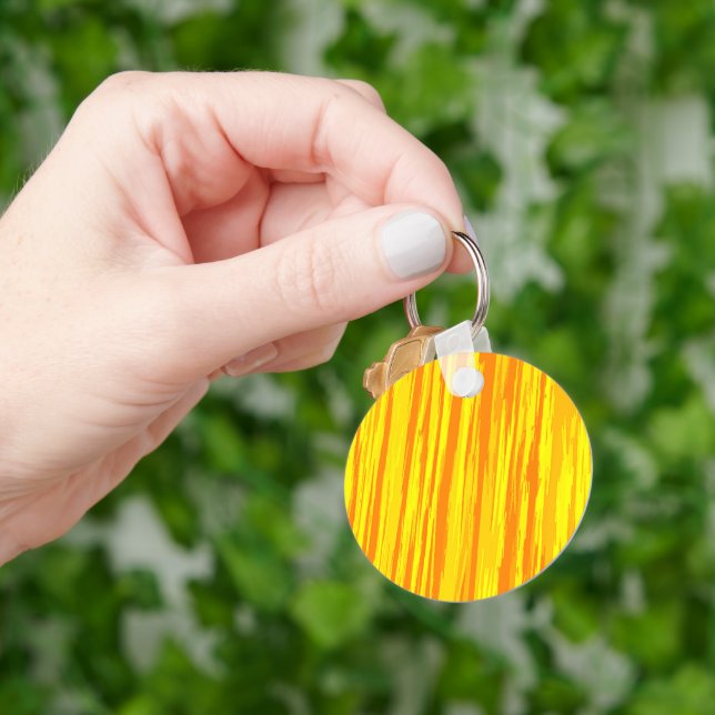 Abstract Wood Texture Orange And Yellow  Key Ring (Hand)