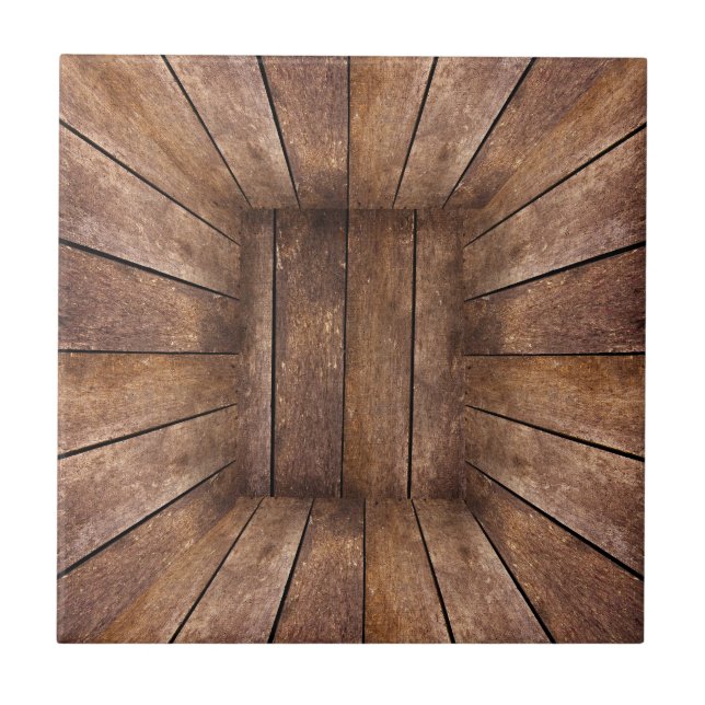 Abstract wooden cube ceramic tile (Front)