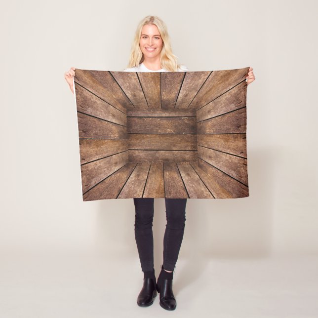 Abstract wooden cube fleece blanket (In Situ)