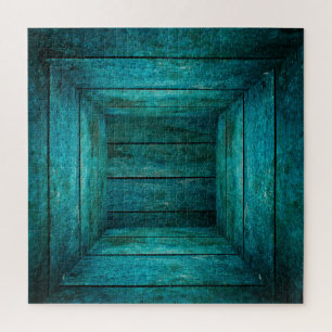 Abstract wooden cube jigsaw puzzle
