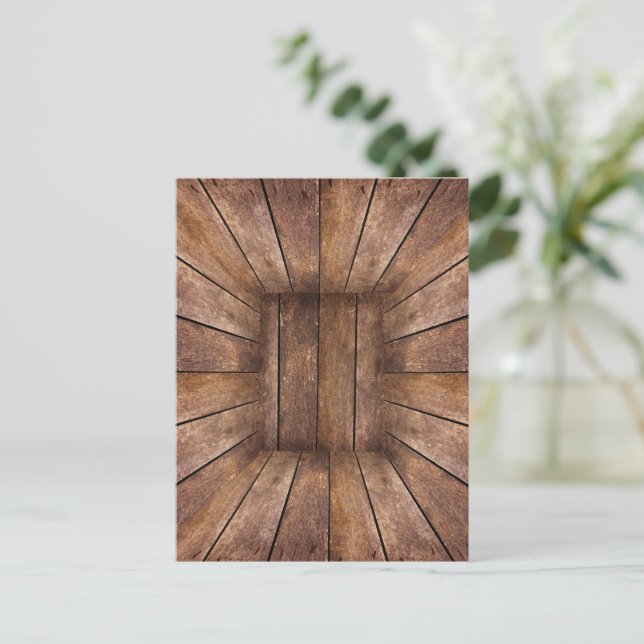 Abstract wooden cube postcard (Standing Front)