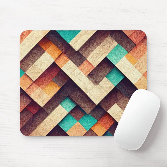 Abstract Wooden Weave Mouse Pad (With Mouse)