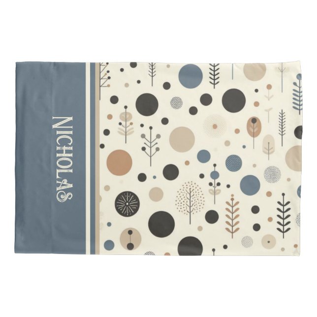 Abstract Woodland Custom Name Pillowcase (Back-Left)