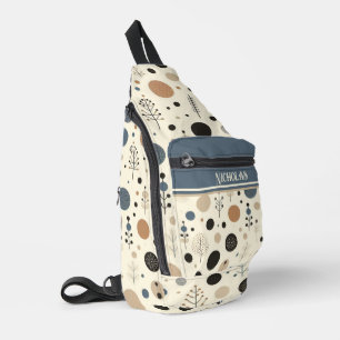 Abstract Woodland Custom Name Sling Bag