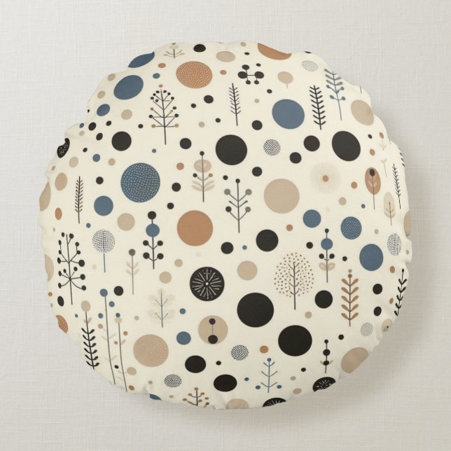 Abstract Woodland Round Cushion (Front)