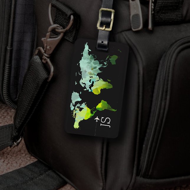 Abstract world map personalised travel luggage tag (Creator Uploaded)