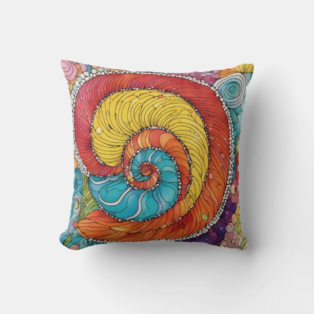 Abstract worm pattern, multicolor cushion (Front)