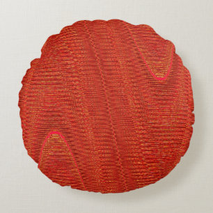 Abstract Woven Threads,Tangerine Round Pillow
