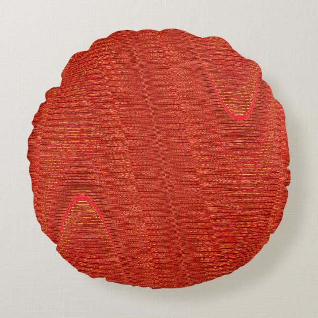 Abstract Woven Threads,Tangerine Round Pillow (Front)