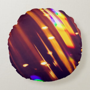 Abstract xmas Gold sparkles or glitter lights. Chr Round Cushion