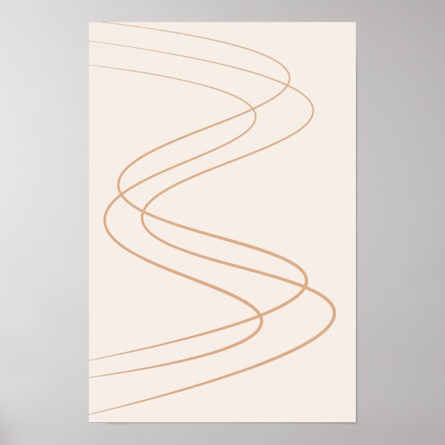 abstract yellow and beige line art/ minimalistic   poster (Front)