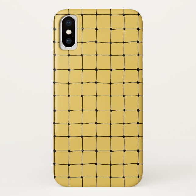 Abstract Yellow and Black Line Pattern iPhone Case (Back)