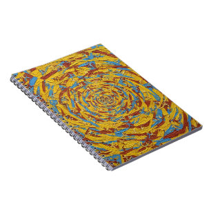  Abstract Yellow and Blue Running Figures Art Notebook