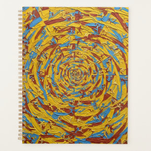 Abstract Yellow and Blue Running Figures Art Planner