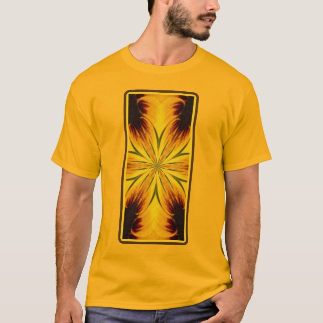 Abstract Yellow And Brown Kaleidoscope Art  T-Shirt (Front)