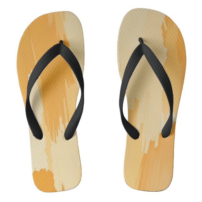 Abstract Yellow and Cream Paint Strokes  Thongs (Footbed)
