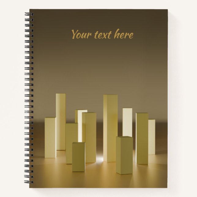 Abstract Yellow and Gold Towers Spiral Notebook (Front)
