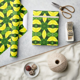 ABSTRACT YELLOW AND GREEN DRAWING. SAMER BRASIL. 3 WRAPPING PAPER