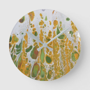 Abstract yellow and green round clock