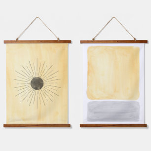 Abstract yellow and grey hanging tapestry