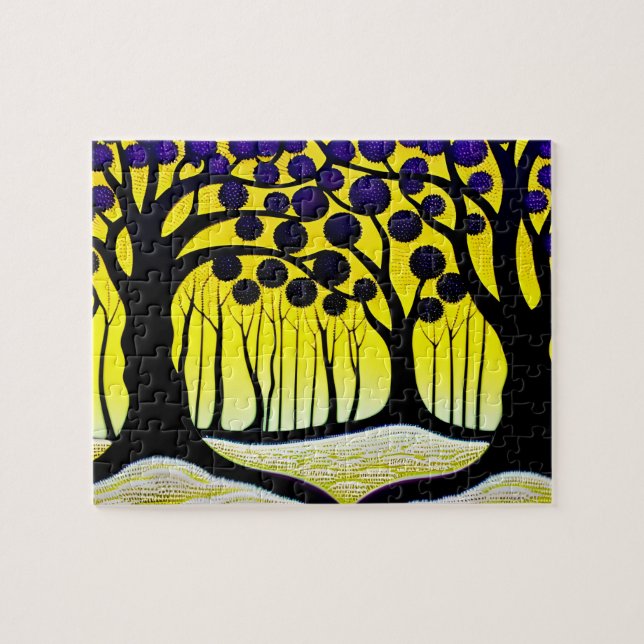 Abstract Yellow and purple Forest Jigsaw Puzzle (Horizontal)