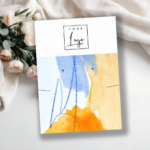 Abstract Yellow Blue Art Logo Earring Necklace Business Card