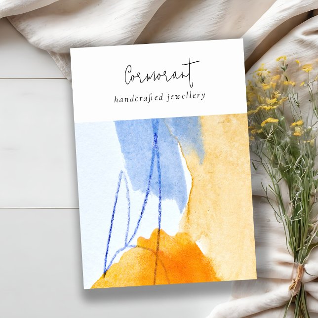 Abstract Yellow Blue Art Watercolor Blank Jeweller Business Card (Creator Uploaded)