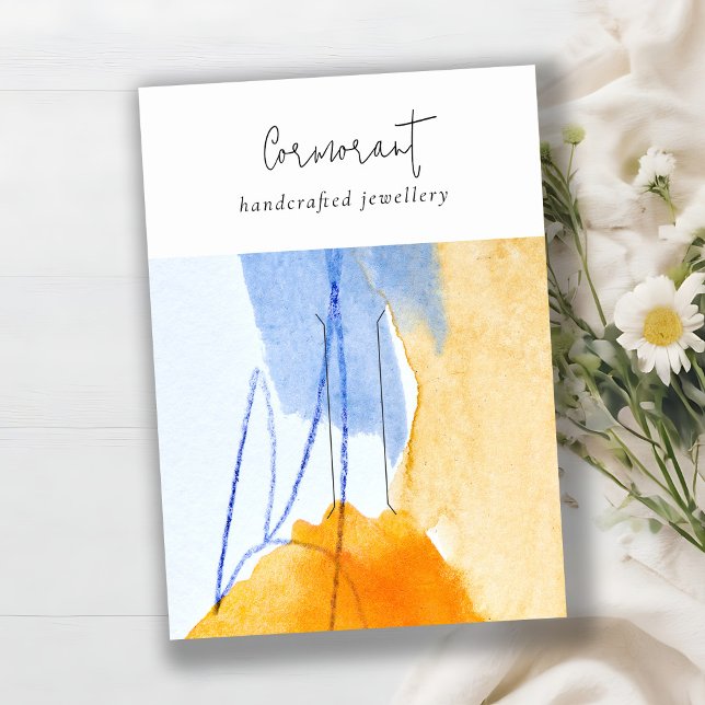 Abstract Yellow Blue Watercolor Hairpin Display Business Card (Creator Uploaded)