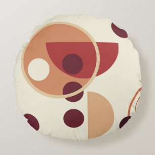 Abstract yellow circles dots round cushion