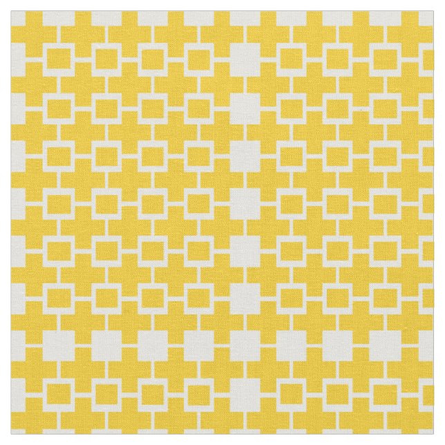 Abstract Yellow Cube Square Fabric (Close Up)