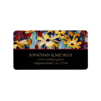 Abstract Yellow Daisy Flowers Floral Address Label