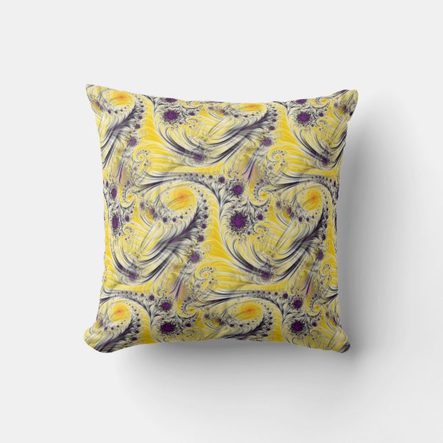Abstract Yellow Fractal Art Cushion (Front)