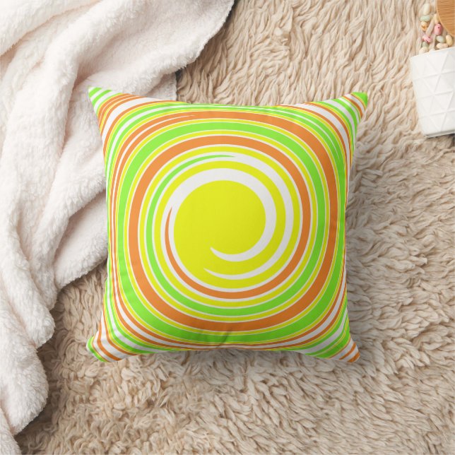 Abstract Yellow Green Orange Spiral Spring Cushion (Blanket)