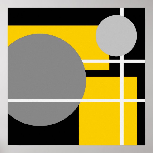 Abstract Yellow Grey Black White AP0001 Poster (Front)