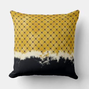 Abstract Yellow, Grey, Bronze Pattern Cushion