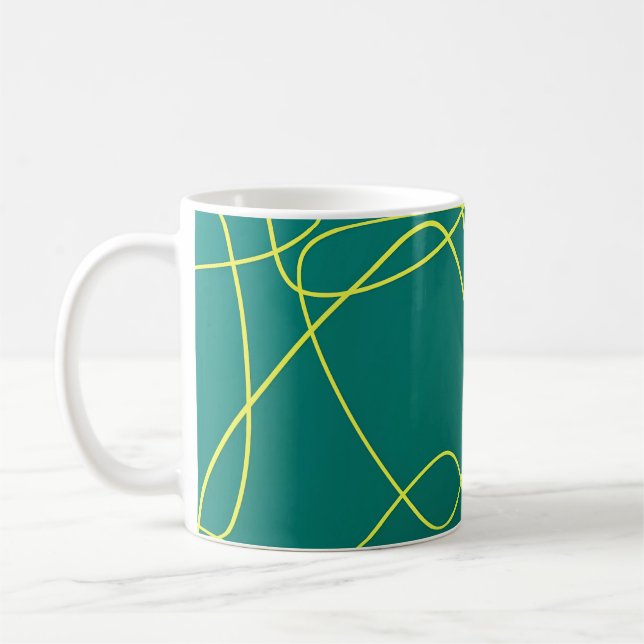 Abstract Yellow lines on a green Coffee Mug (Left)