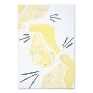Abstract Yellow Linocut Block Photo Print
