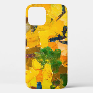 Abstract Yellow Oil Canvas Painting iPhone 12 Case