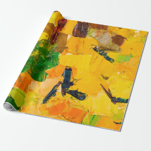 Abstract yellow oil painting on canvas. wrapping paper