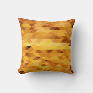 Abstract yellow orange digital mosaic polygonal te cushion