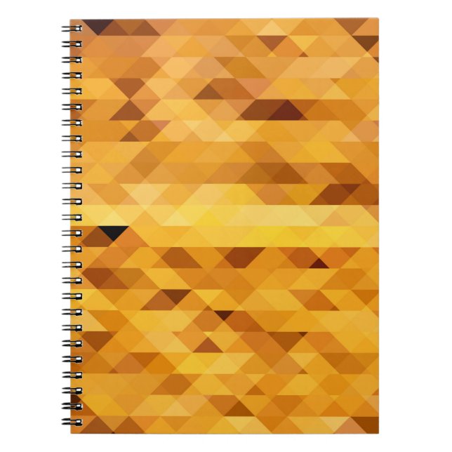 Abstract yellow orange digital mosaic polygonal te notebook (Front)