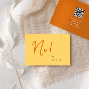 Abstract yellow orange fun colours wedding RSVP card