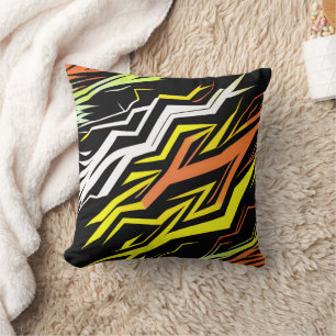 Abstract yellow orange Stripes Cushion