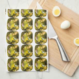 Abstract Yellow Pattern Tea Towel