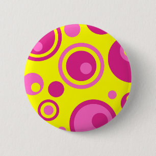 Abstract Yellow Pink Minimal 6 Cm Round Badge