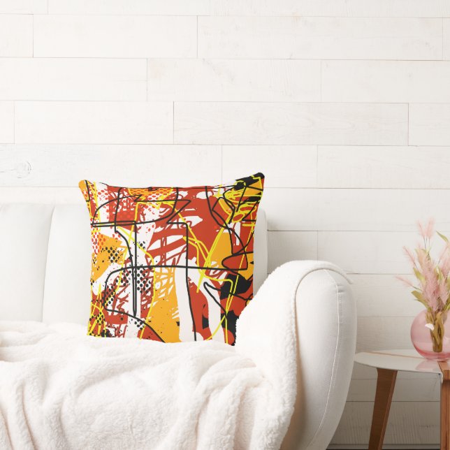 Abstract Yellow Red Art Cushion (Couch)