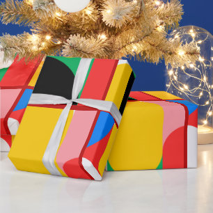 Abstract Yellow Red Bold Colours Geometric Pattern Wrapping Paper