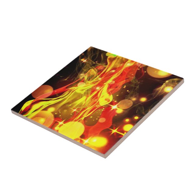 Abstract Yellow Red Fantasy - Beautiful Ceramic Tile (Side)